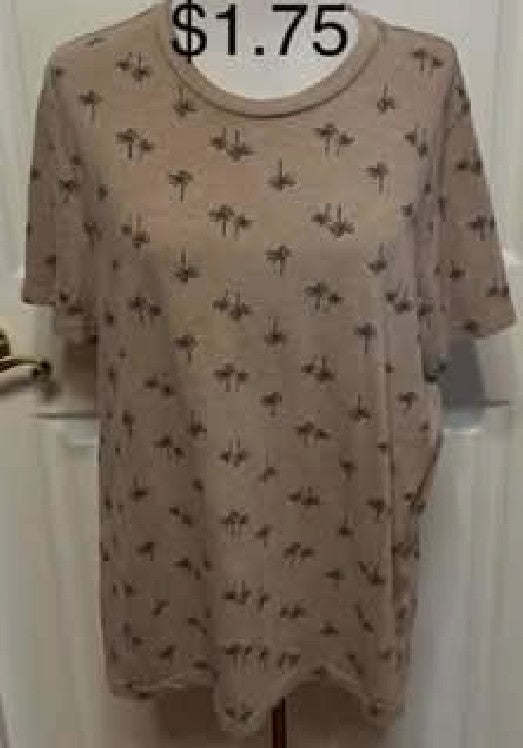 Old Navy Tan Floral Short Sleeve T-shirt - size L