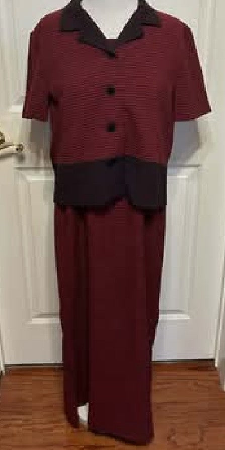Vintage Kathie Lee 2-piece Maroon Maxi Dress - size 10