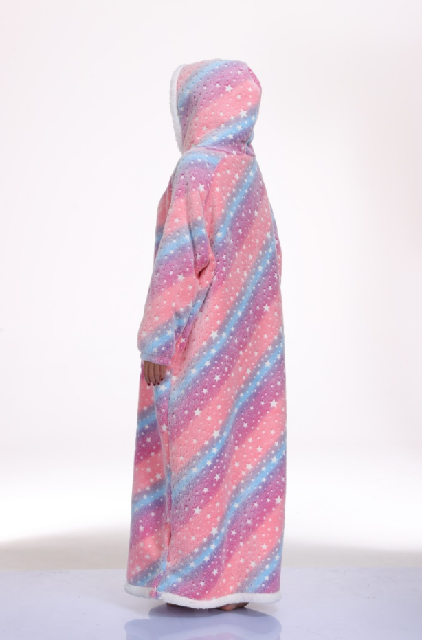 Oversized Wearable Hooded Blanket Glow In The Dark Print for Women