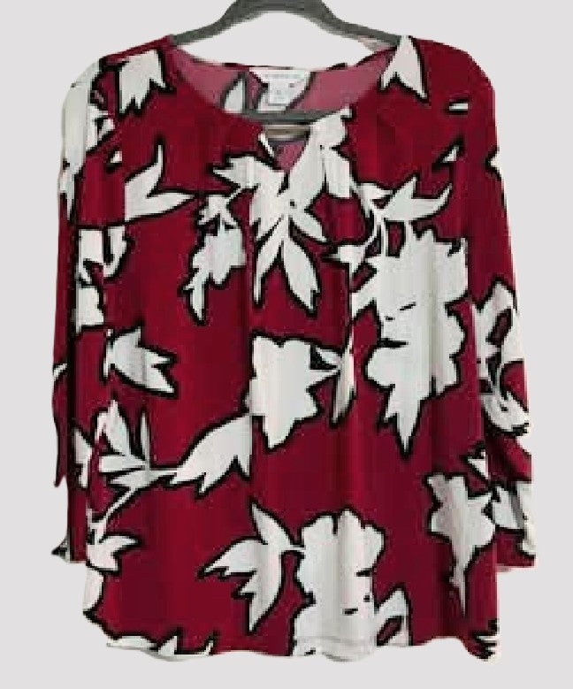 Liz Claiborne Red Floral Blouse - size M
