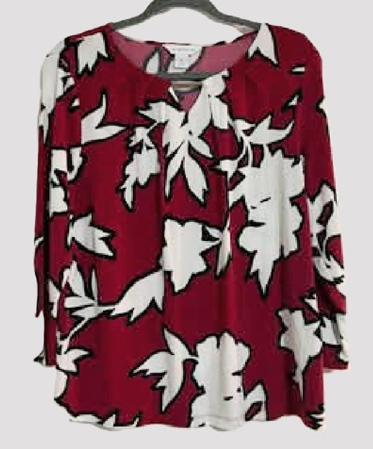 Liz Claiborne Red Floral Blouse - size M