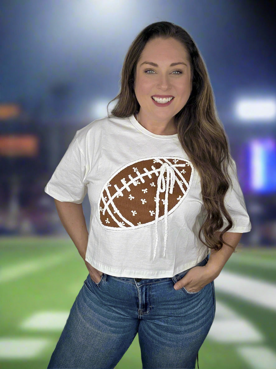 Victory Bows Football Cropped Top