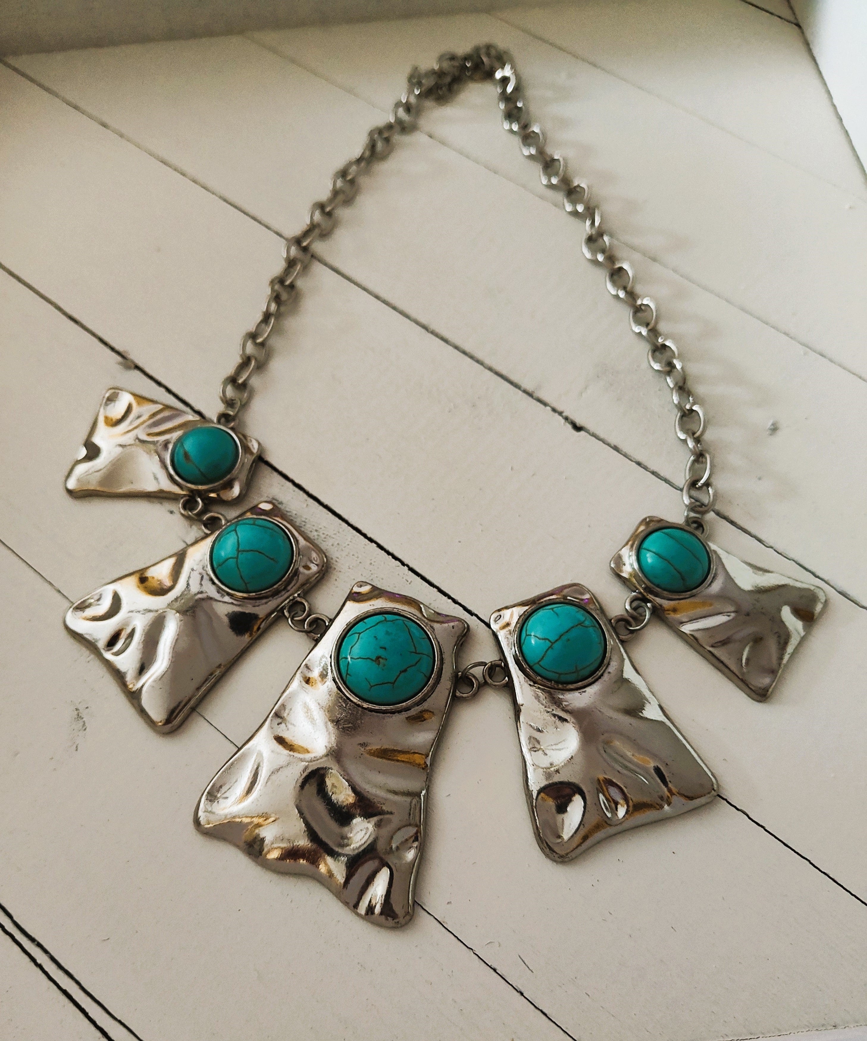 Silver Turquoise Heavy Necklace