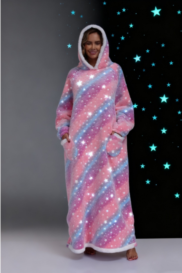 Oversized Wearable Hooded Blanket Glow In The Dark Print for Women