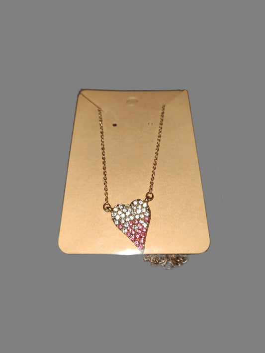 Half Pink Rhinestone Heart-shaped Necklace