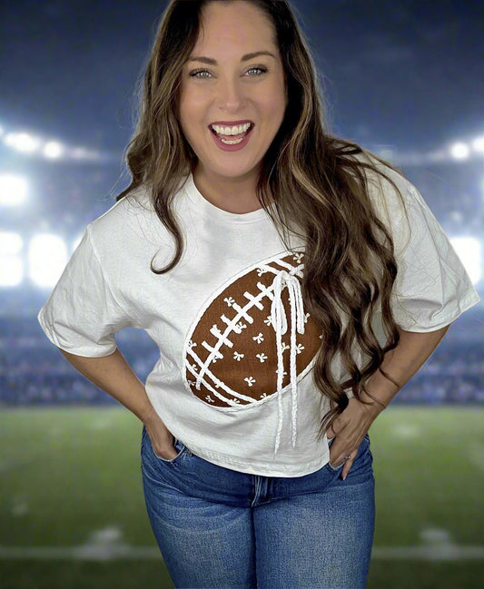 Victory Bows Football Cropped Top