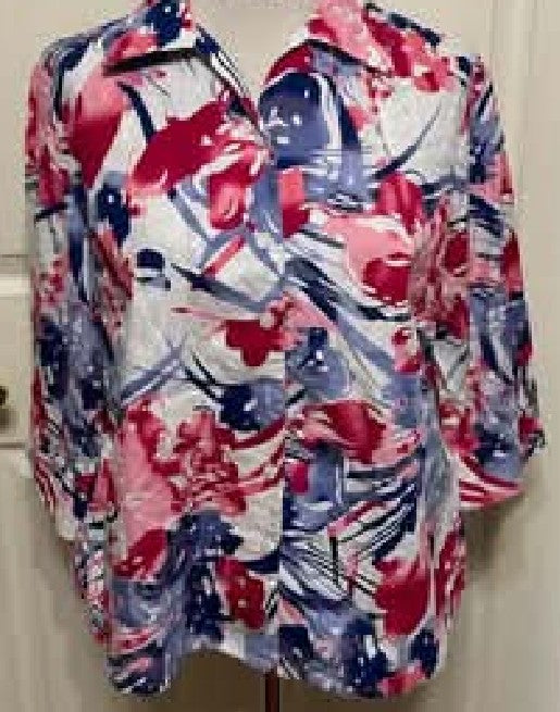 Alia Blue & Pink Button Front Shirt - size MP