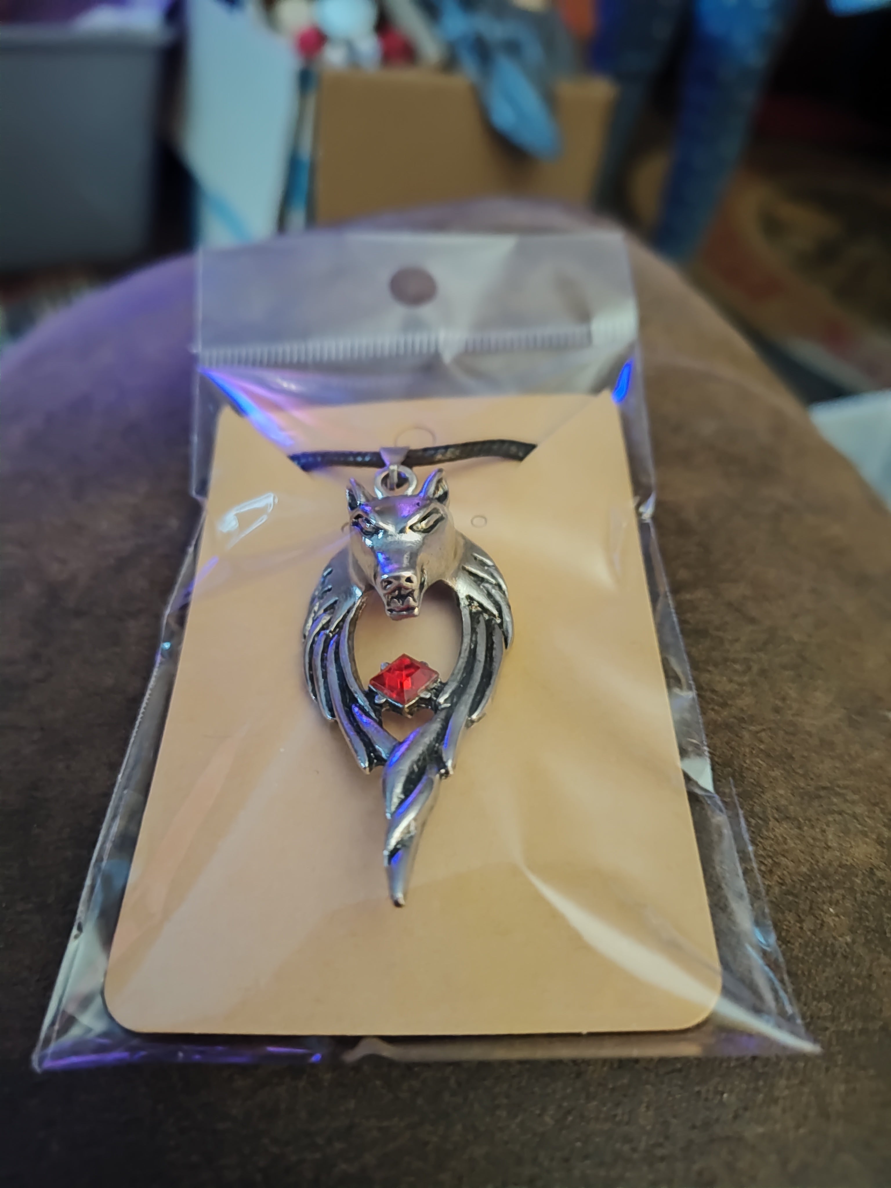 Wolf with Jewel Men's Necklace