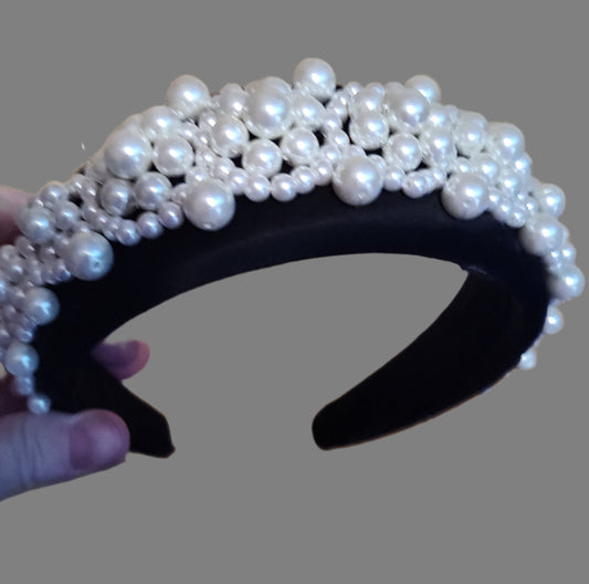 White Pearls Zara Headband