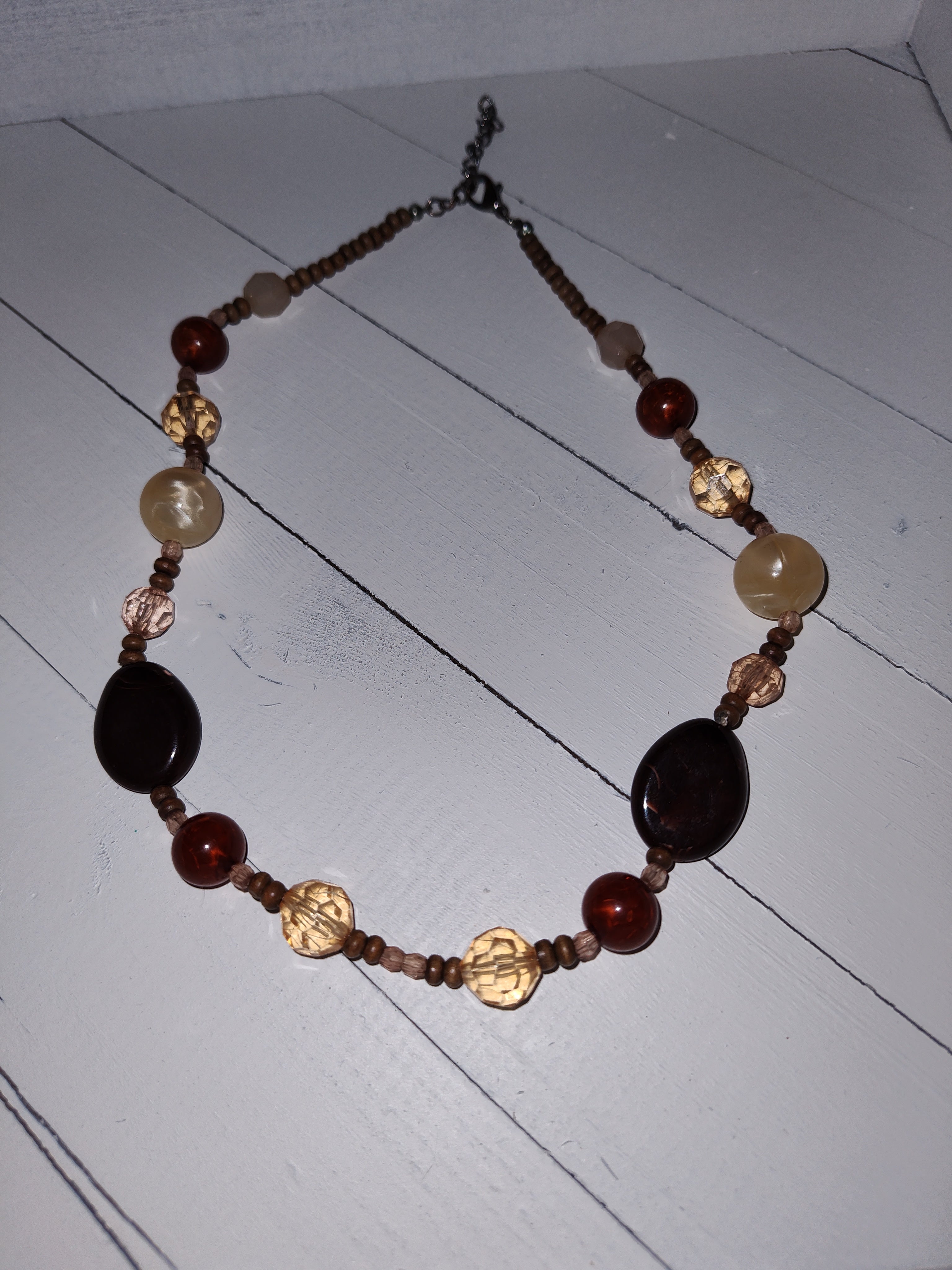 Brown and Tan Beaded Necklace