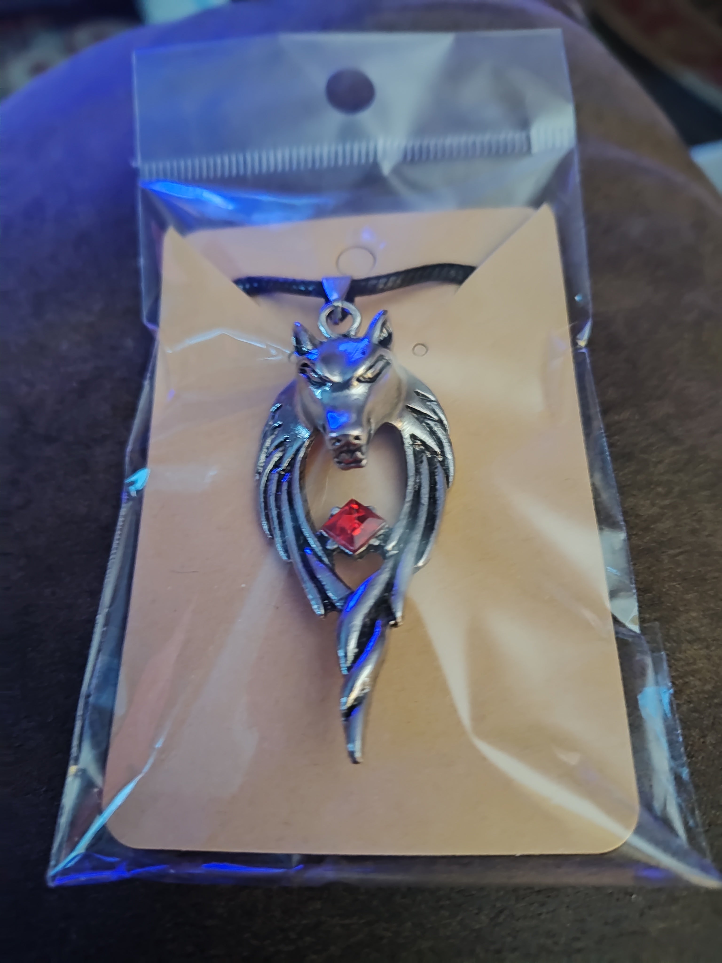 Wolf with Jewel Men's Necklace