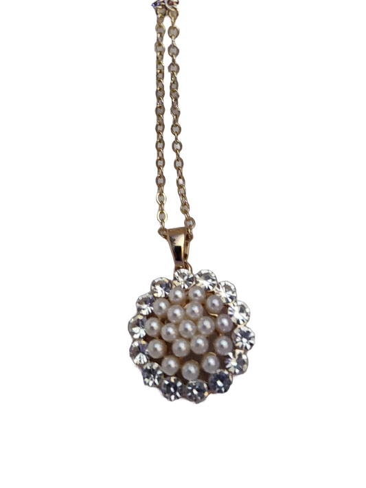 Round Rhinestone Necklace and Pendant
