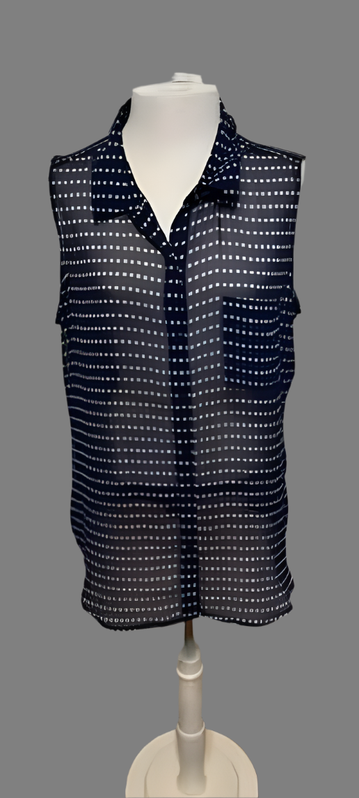 Liz Claiborne Navy Sleeveless Button Front Top - size XL