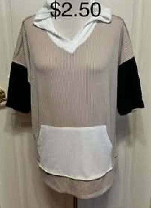 Adara Tan Shirt with Kangaroo Pocket - size L