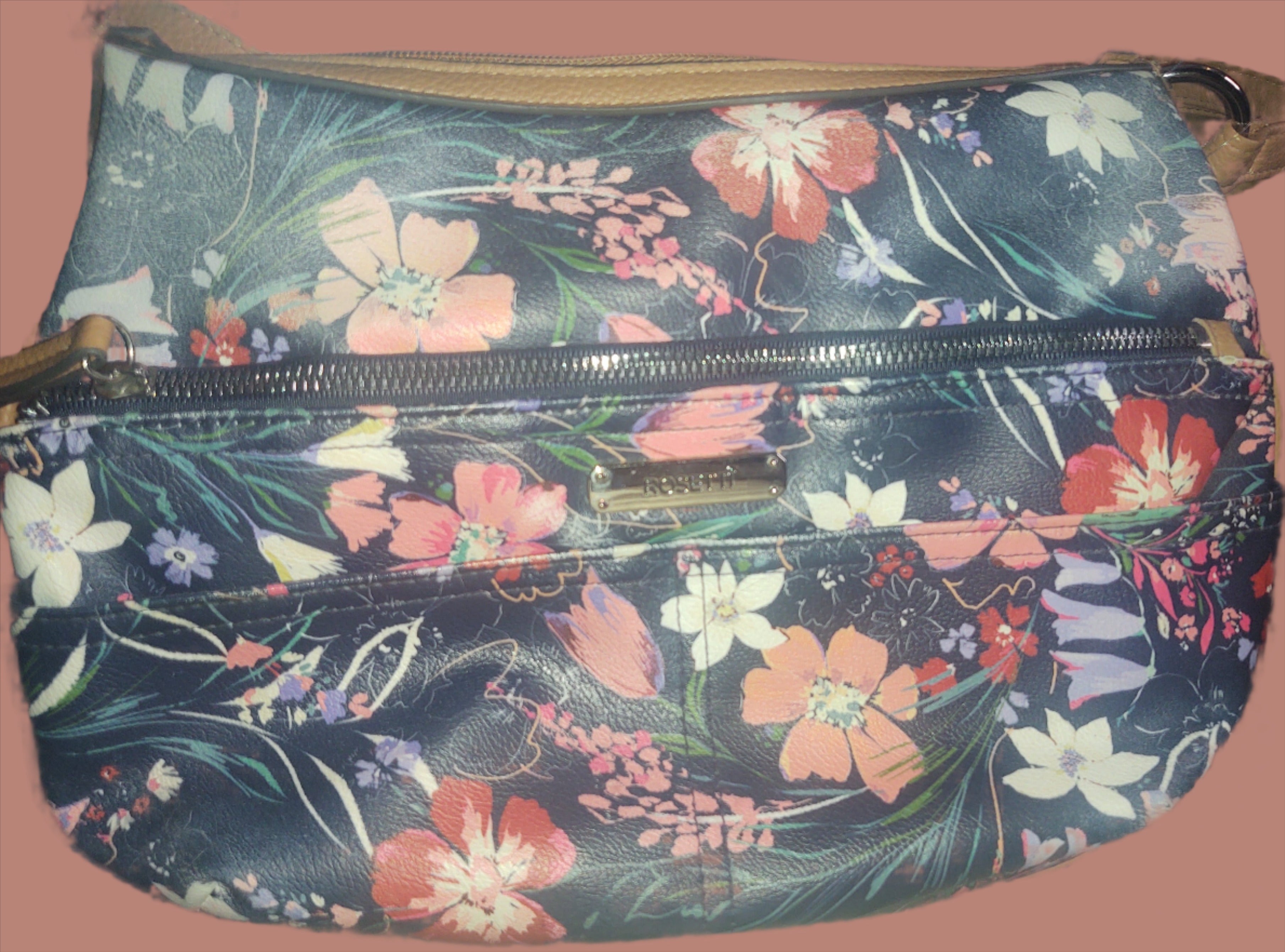 Rosetti Blue and Pink Floral Handbag - preowned - Shell Design Boutique