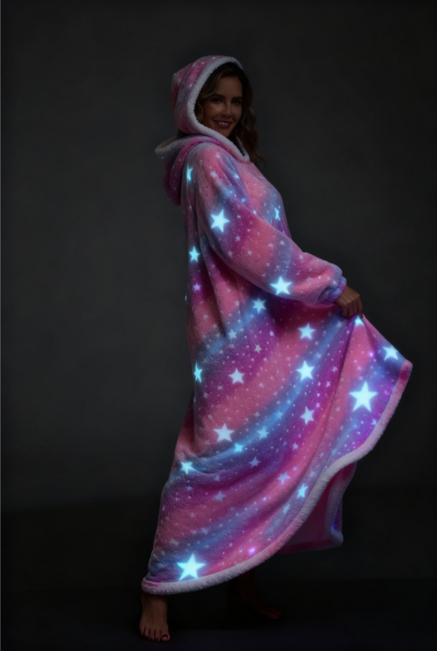 Oversized Wearable Hooded Blanket Glow In The Dark Print for Women