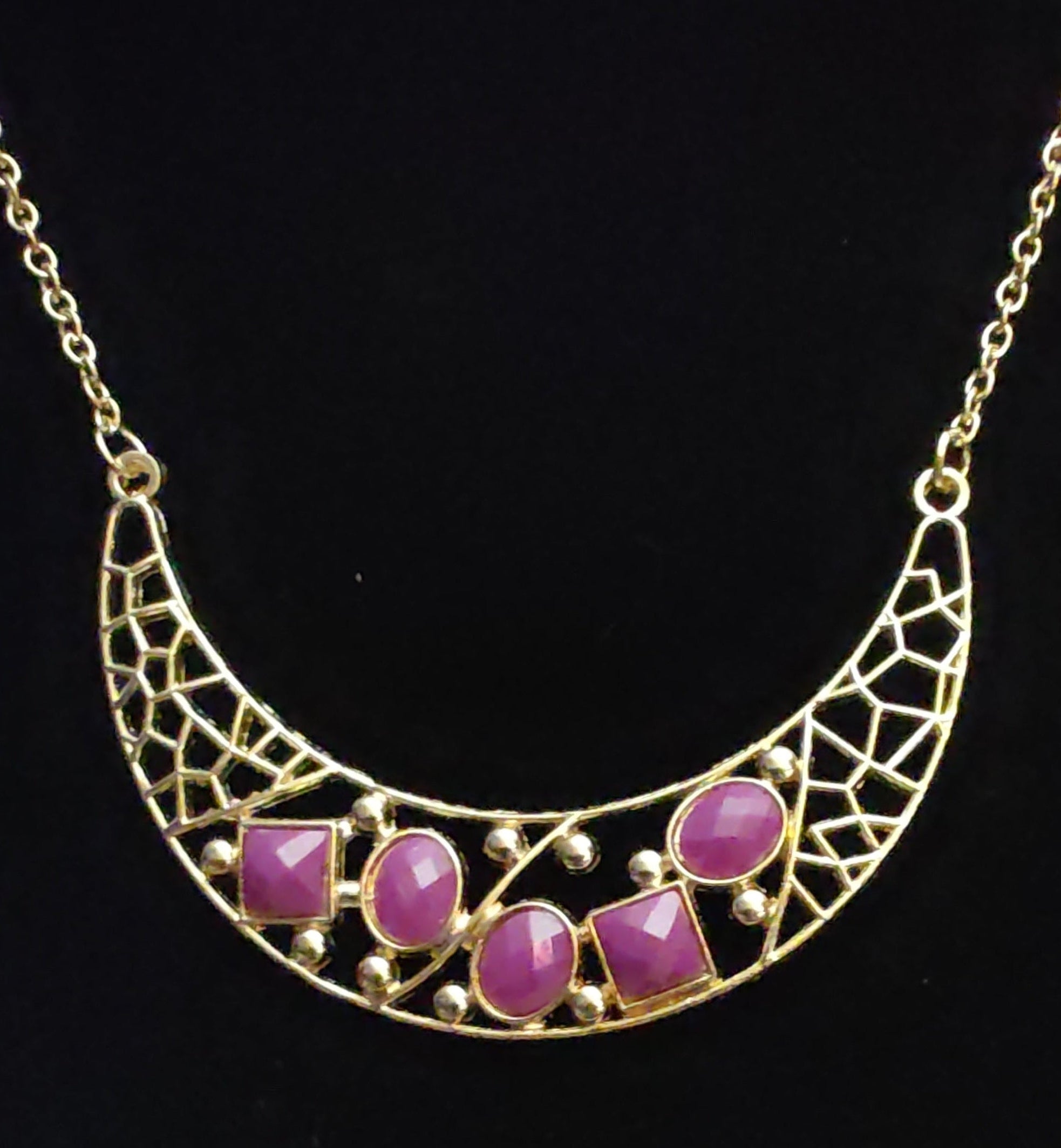 Women's Half Moon Medallion and Gold Chain