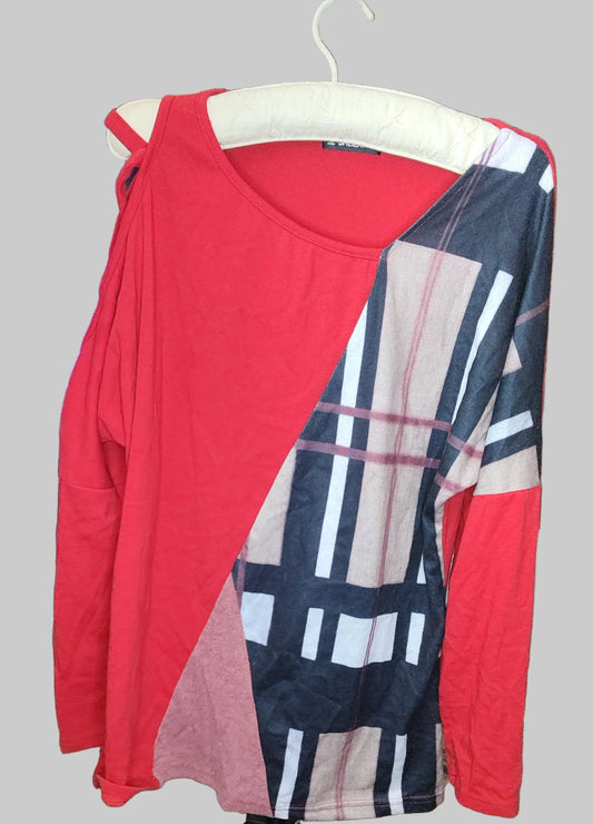 Sheilay Red Blouse with Window Sleeve - size XXL