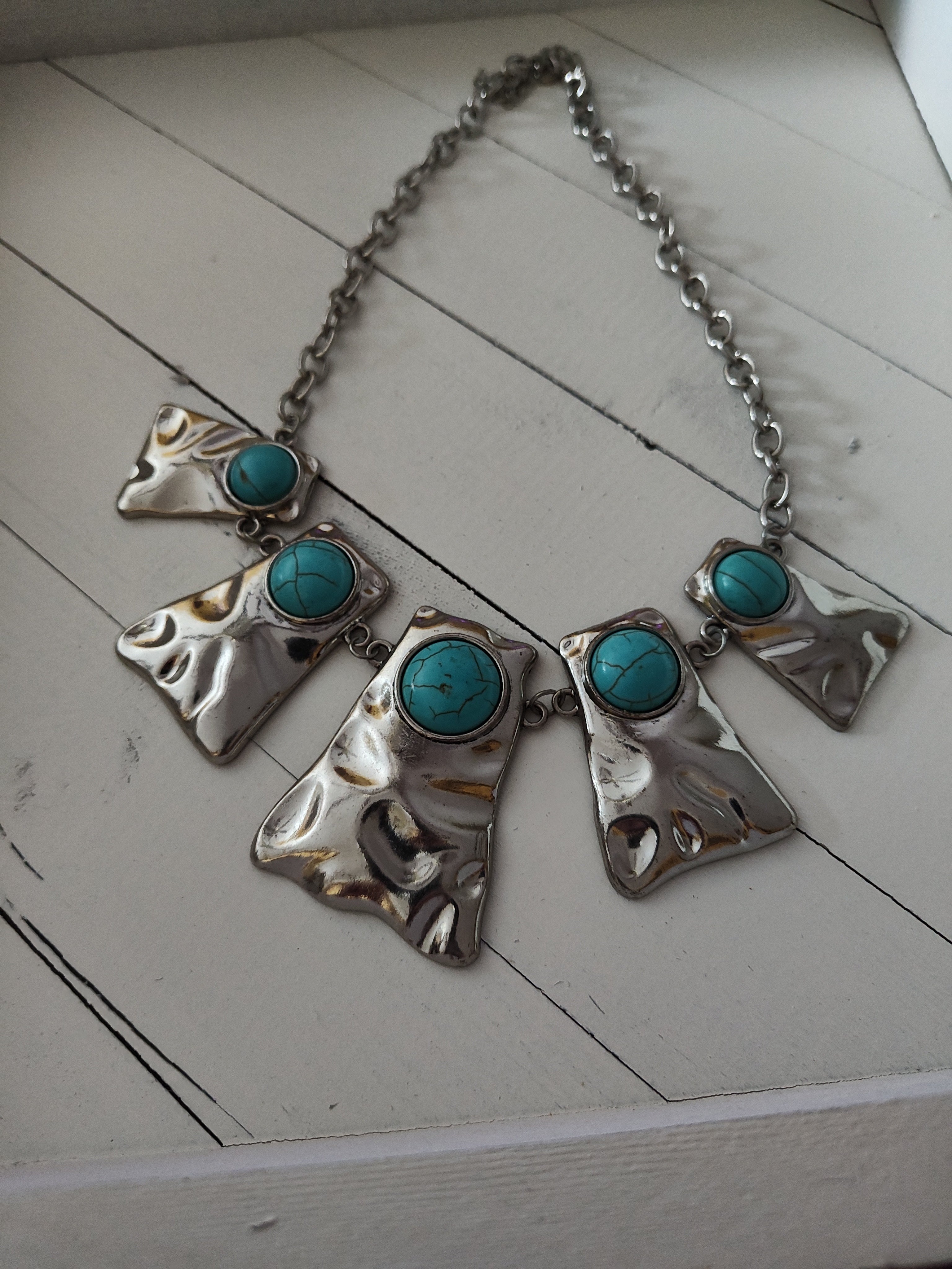 Silver Turquoise Heavy Necklace