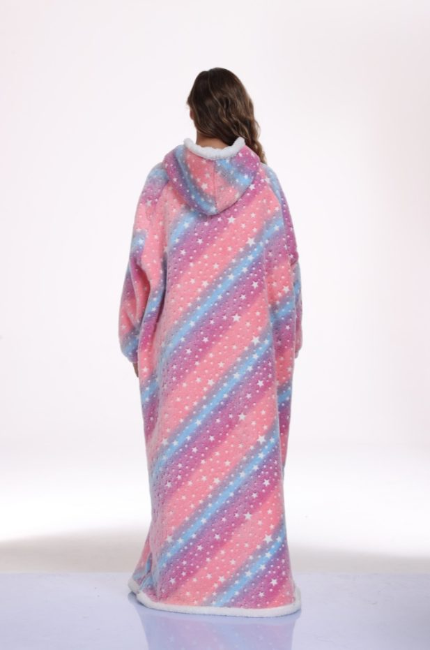 Oversized Wearable Hooded Blanket Glow In The Dark Print for Women