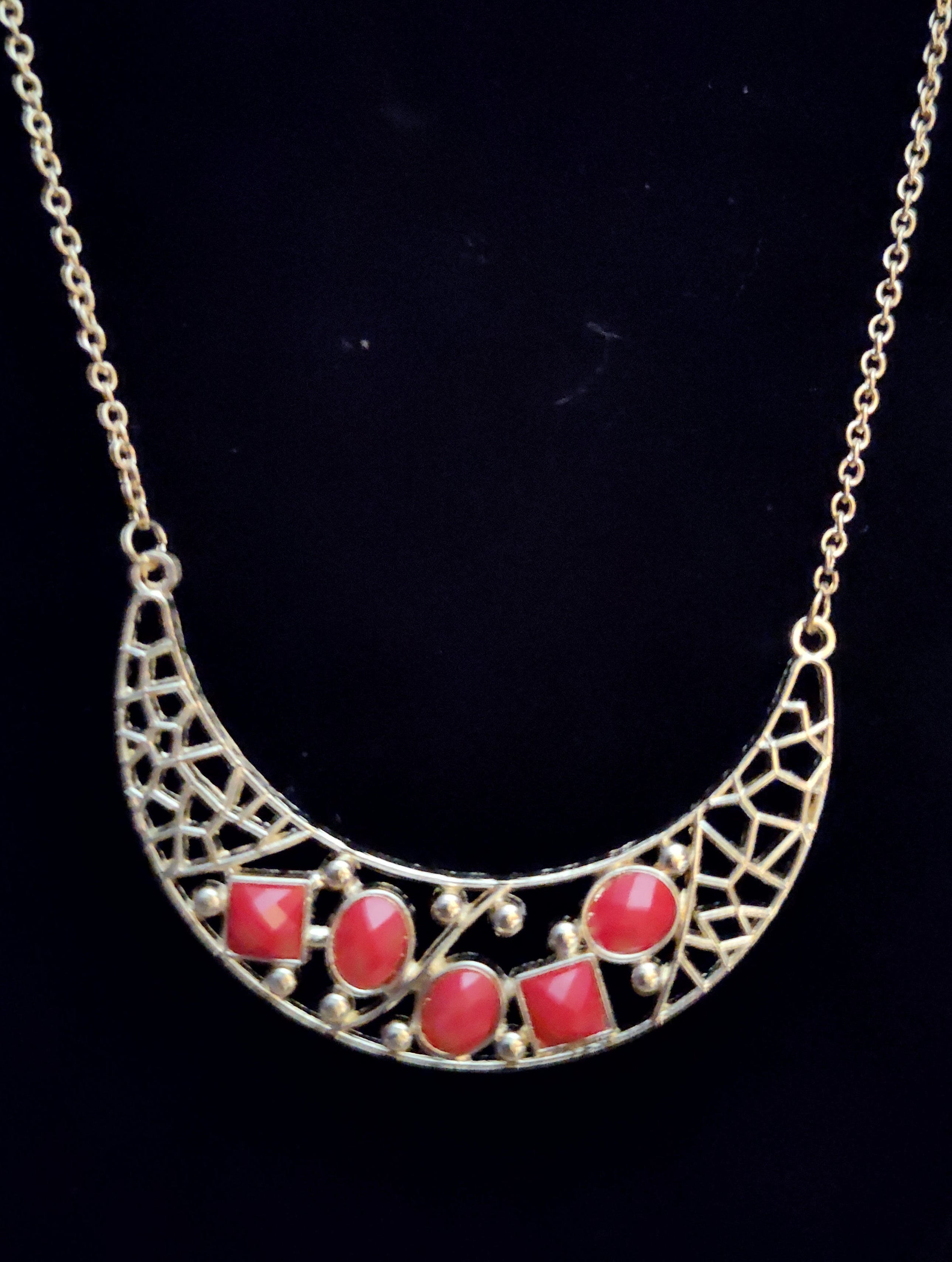 Women's Half Moon Medallion and Gold Chain