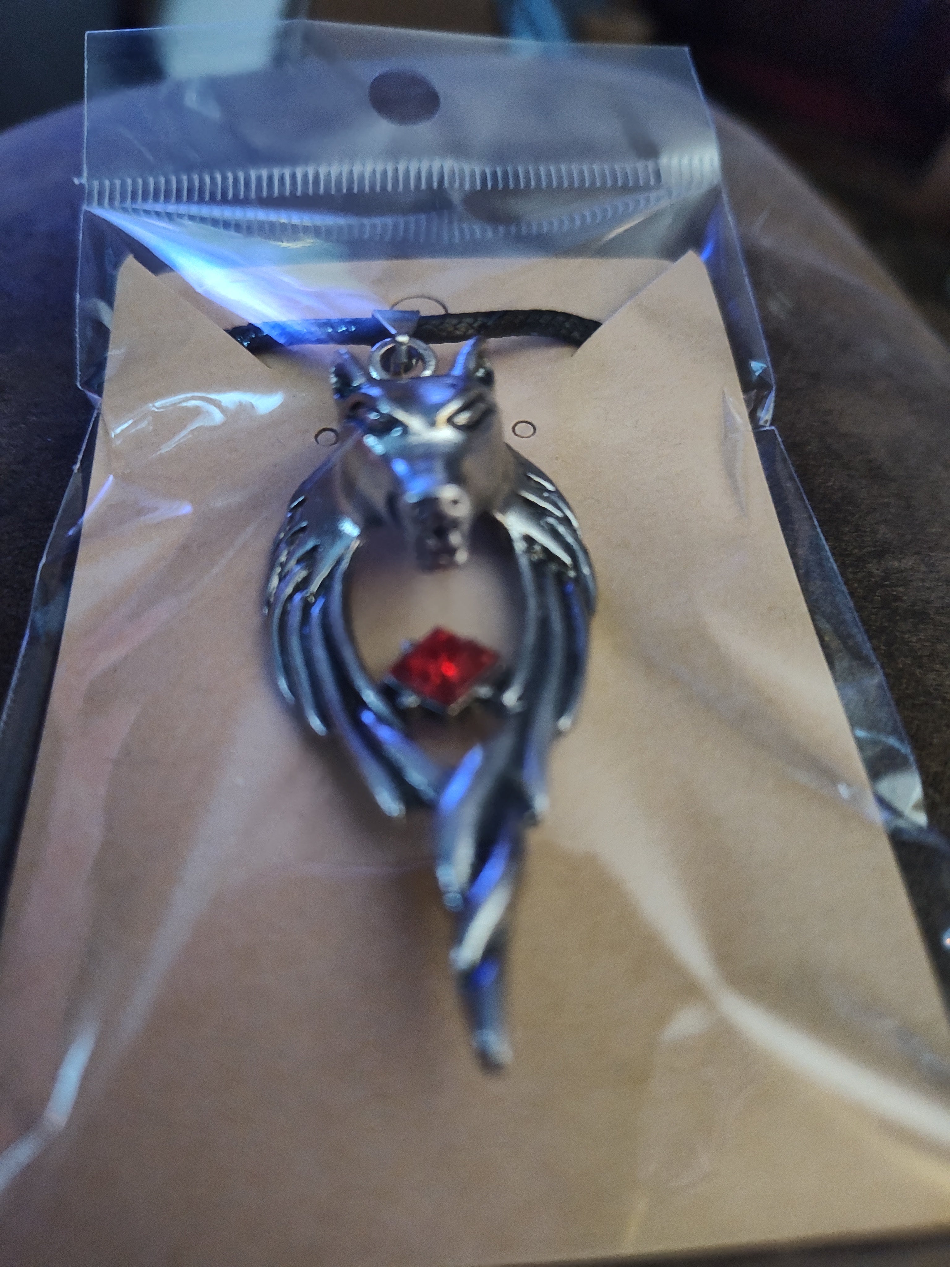 Wolf with Jewel Men's Necklace