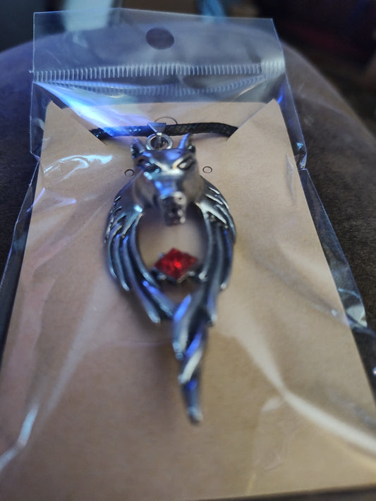Wolf with Jewel Men's Necklace