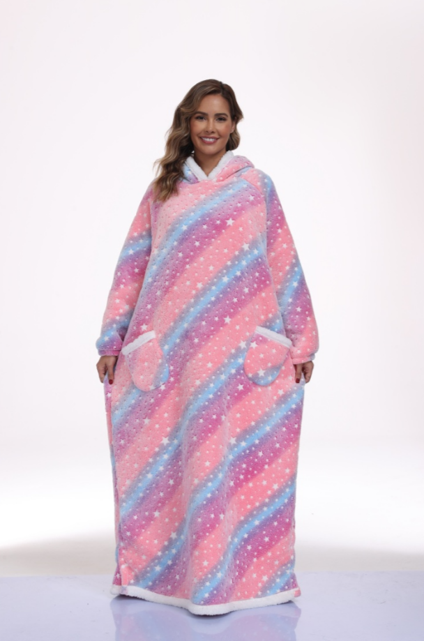 Oversized Wearable Hooded Blanket Glow In The Dark Print for Women