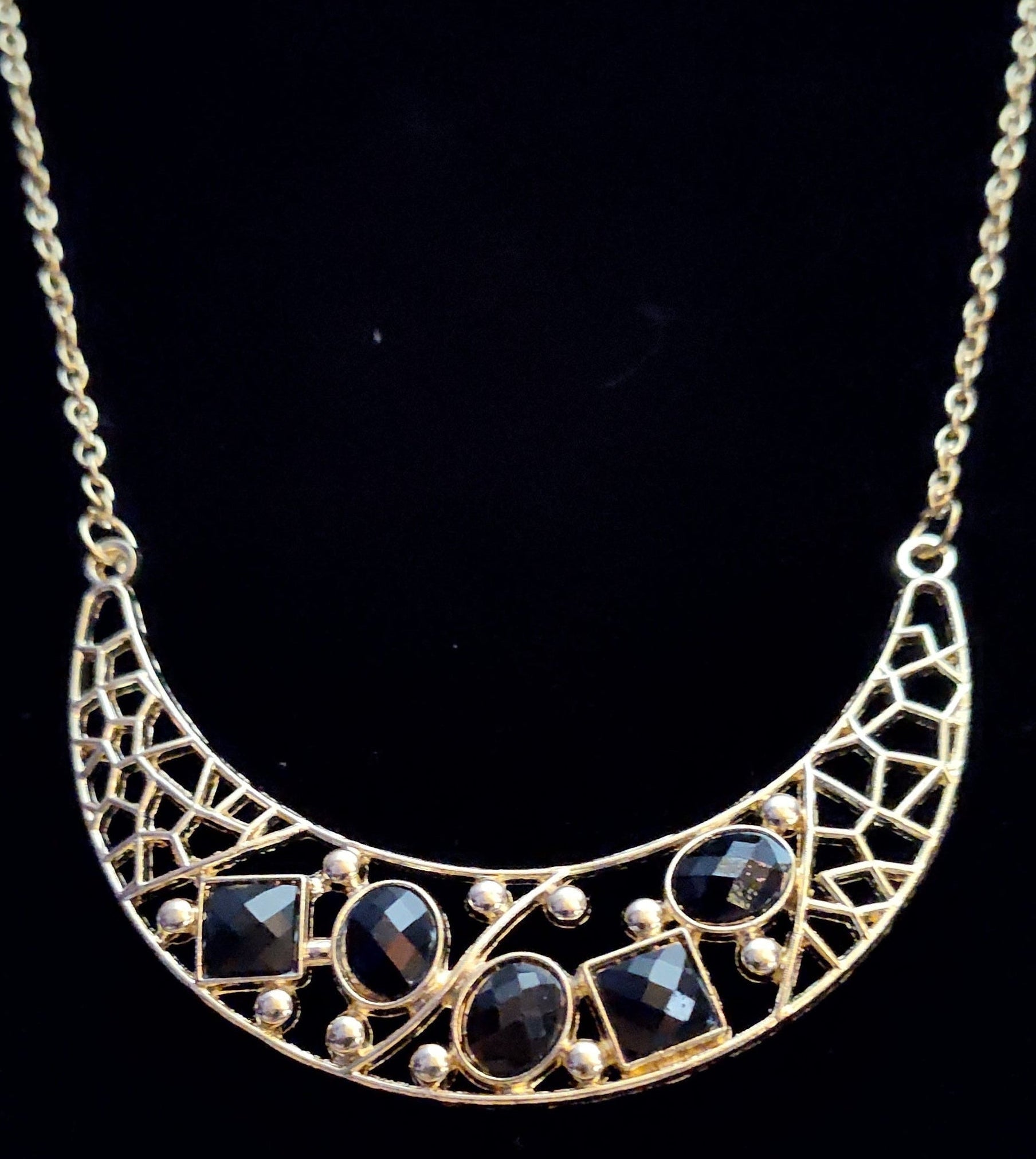 Women's Half Moon Medallion and Gold Chain