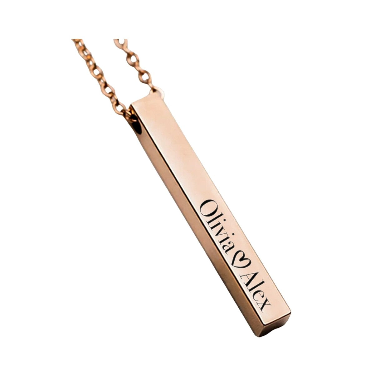 Personalized Bar Engraved Necklace Pendant and Chain