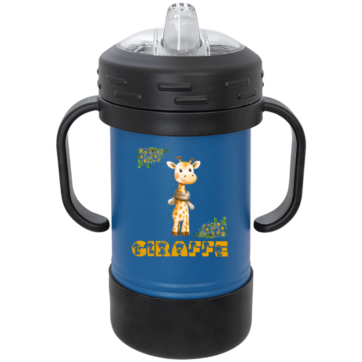 Giraffe with Flowers Polar Camel 10 oz Sippy Cup