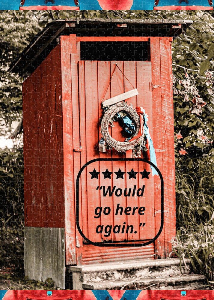 5 Star Rated Rustic Outhouse with Wreath - Puzzle