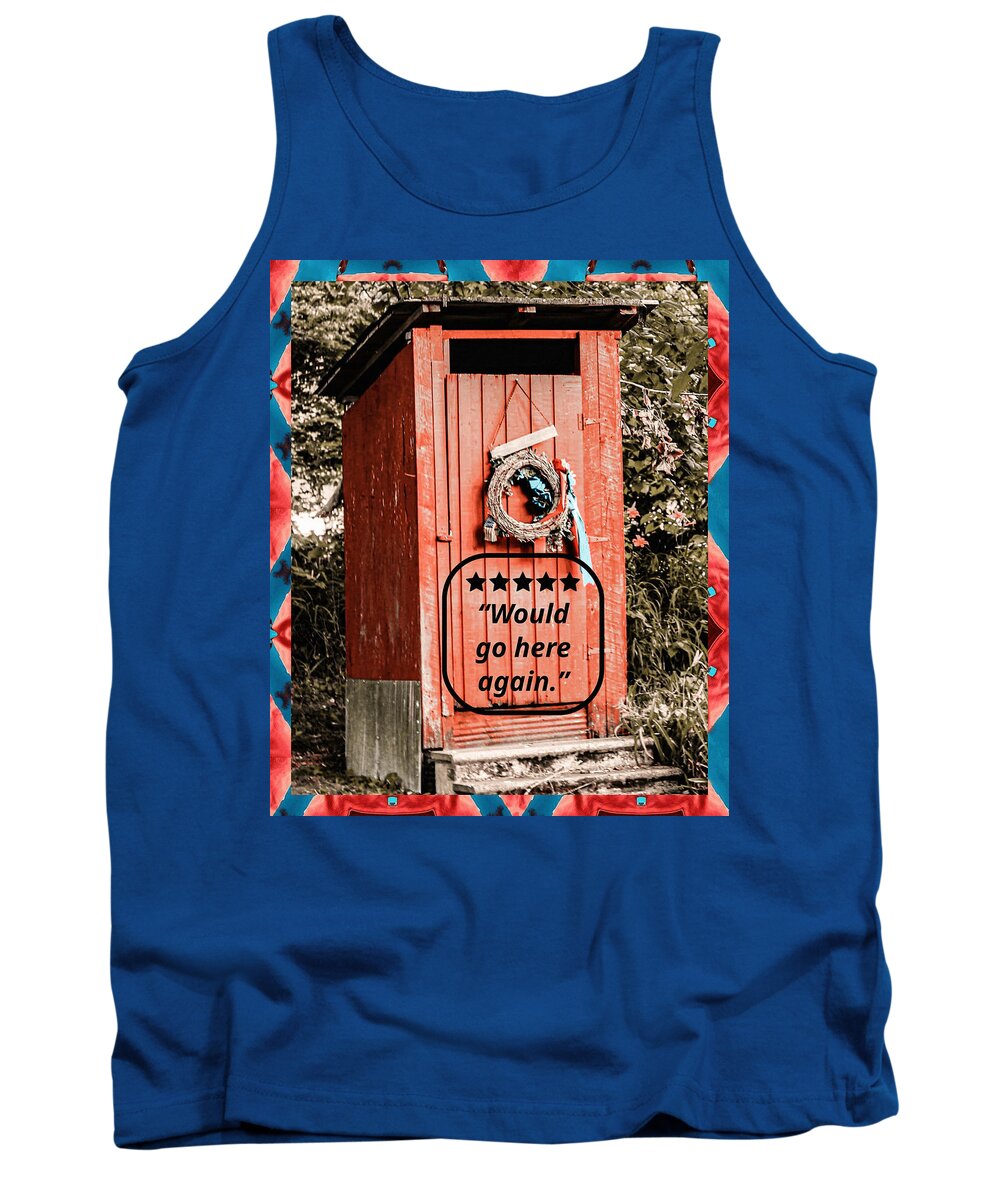 5 Star Rated Rustic Outhouse with Wreath - Tank Top