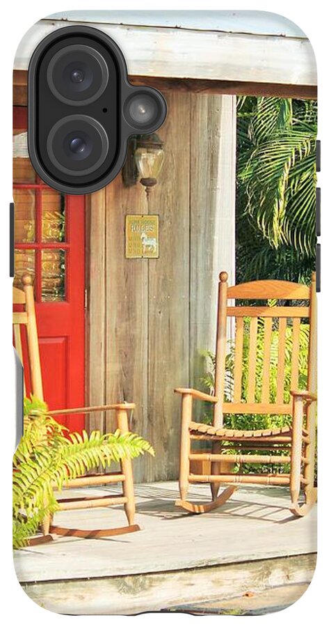 Rustic Porch with Red Door - Phone Case