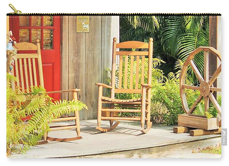 Rustic Porch with Red Door - Zip Pouch