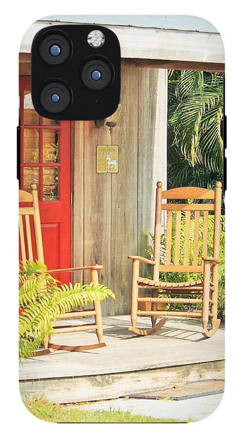 Rustic Porch with Red Door - Phone Case