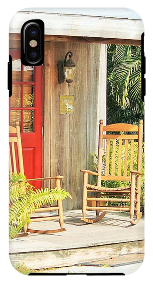 Rustic Porch with Red Door - Phone Case