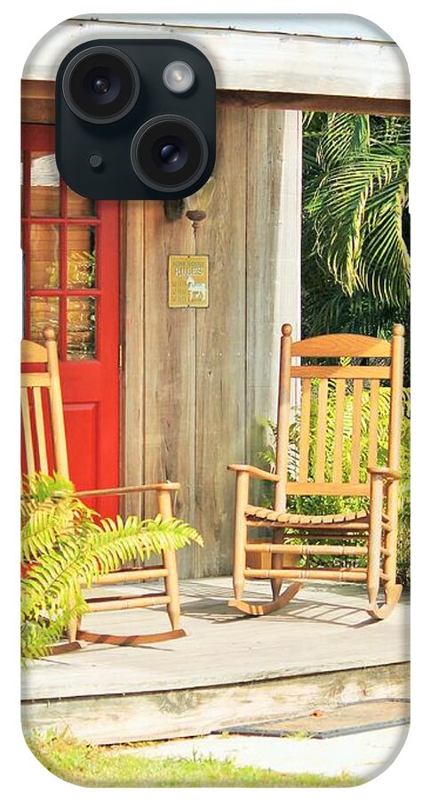 Rustic Porch with Red Door - Phone Case