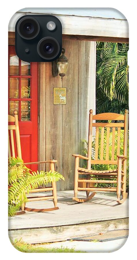 Rustic Porch with Red Door - Phone Case