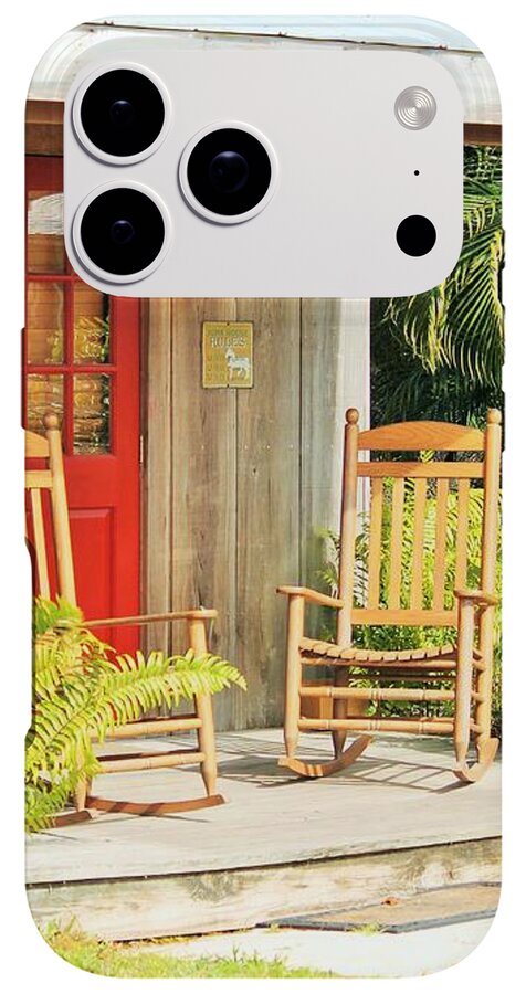 Rustic Porch with Red Door - Phone Case