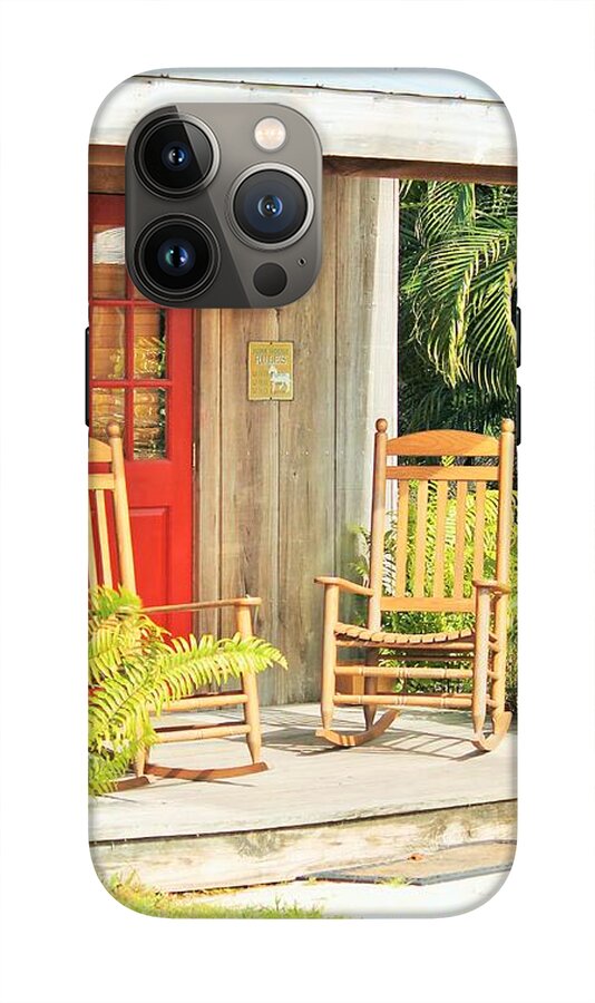 Rustic Porch with Red Door - Phone Case