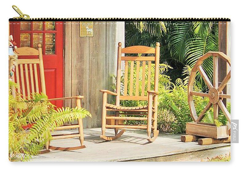 Rustic Porch with Red Door - Zip Pouch