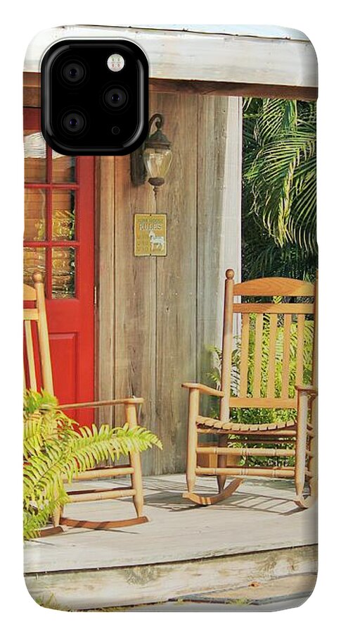 Rustic Porch with Red Door - Phone Case