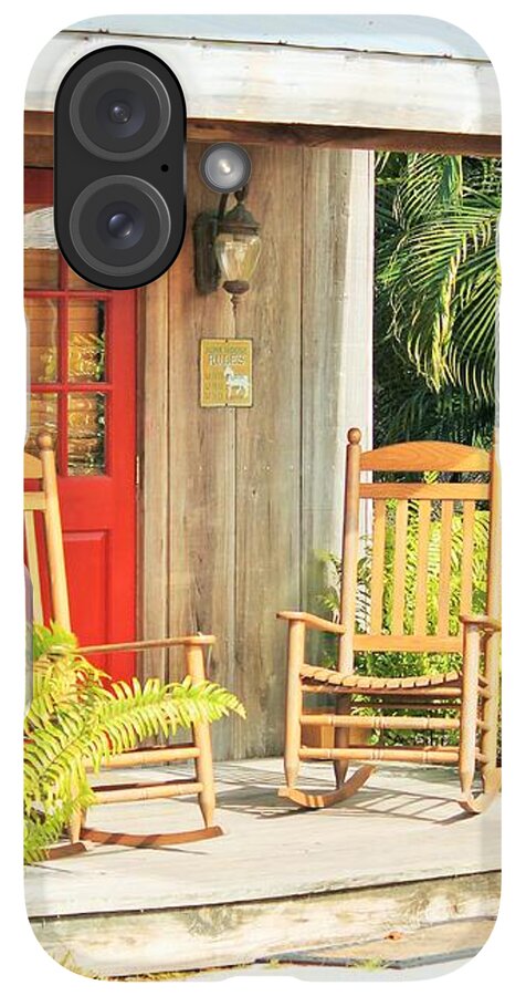 Rustic Porch with Red Door - Phone Case