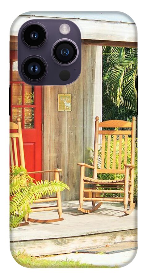 Rustic Porch with Red Door - Phone Case