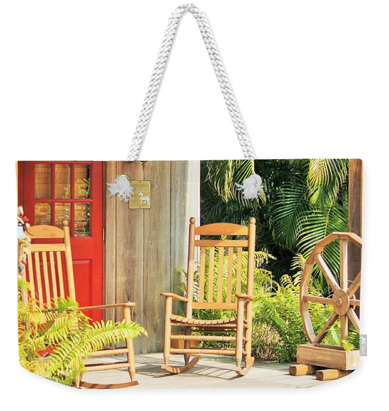 Rustic Porch with Red Door - Weekender Tote Bag