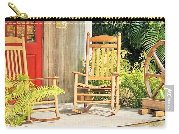Rustic Porch with Red Door - Zip Pouch