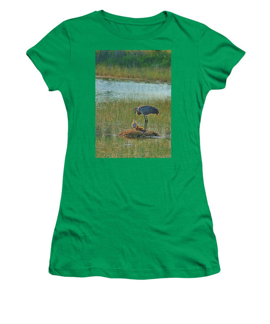 Sandhill Crane and Chicks in Malabar, Florida - Women's T-Shirt