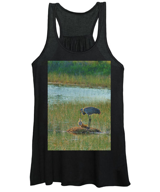 Sandhill Crane and Chicks in Malabar, Florida - Women's Tank Top