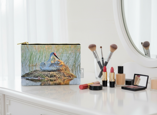 Sandhill Crane with Chicks Malabar Florida - Zip Pouch